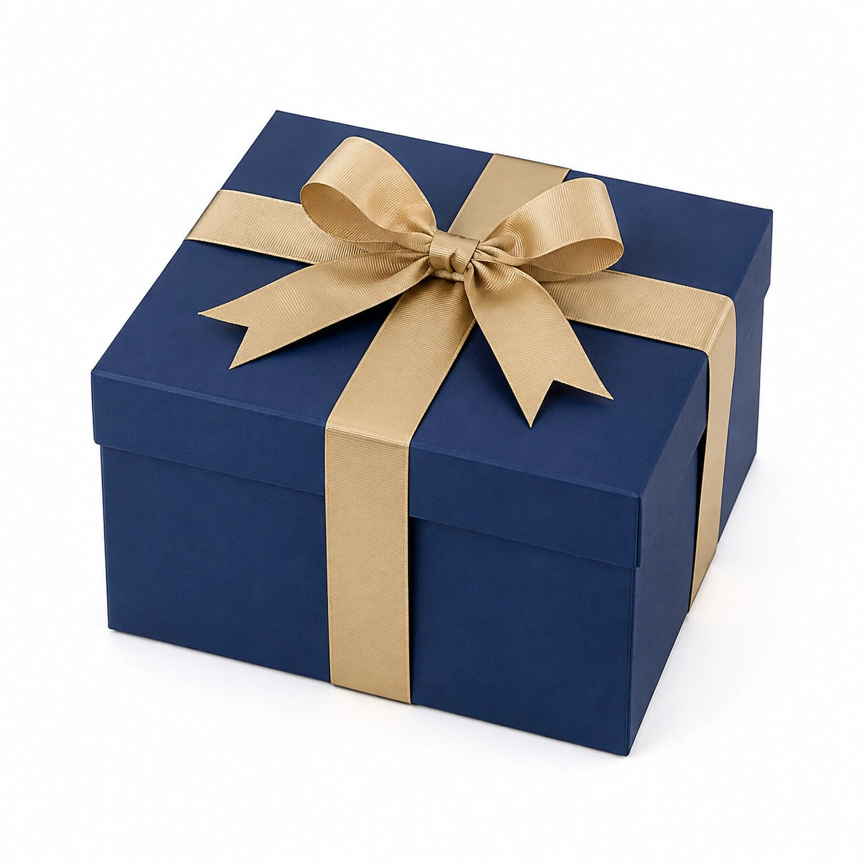 Geschenkbox 20 x 20 x 12 cm aus Karton Blau Gold mit Schleife