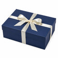 Geschenkbox 30 x 20 x 10 cm aus Karton in Dunkelblau Elfenbein mit Schleifenband