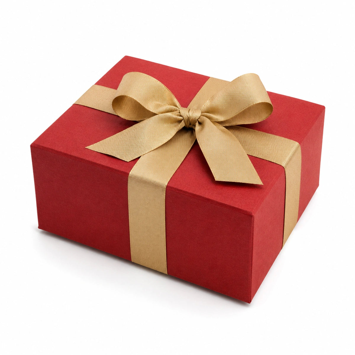 Geschenkbox 20 x 15 x 8 cm aus Pappe Rot Gold mit Schleifenband