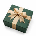 Geschenkbox 20 x 20 x 8 cm Karton Grün Gold mit Schleife