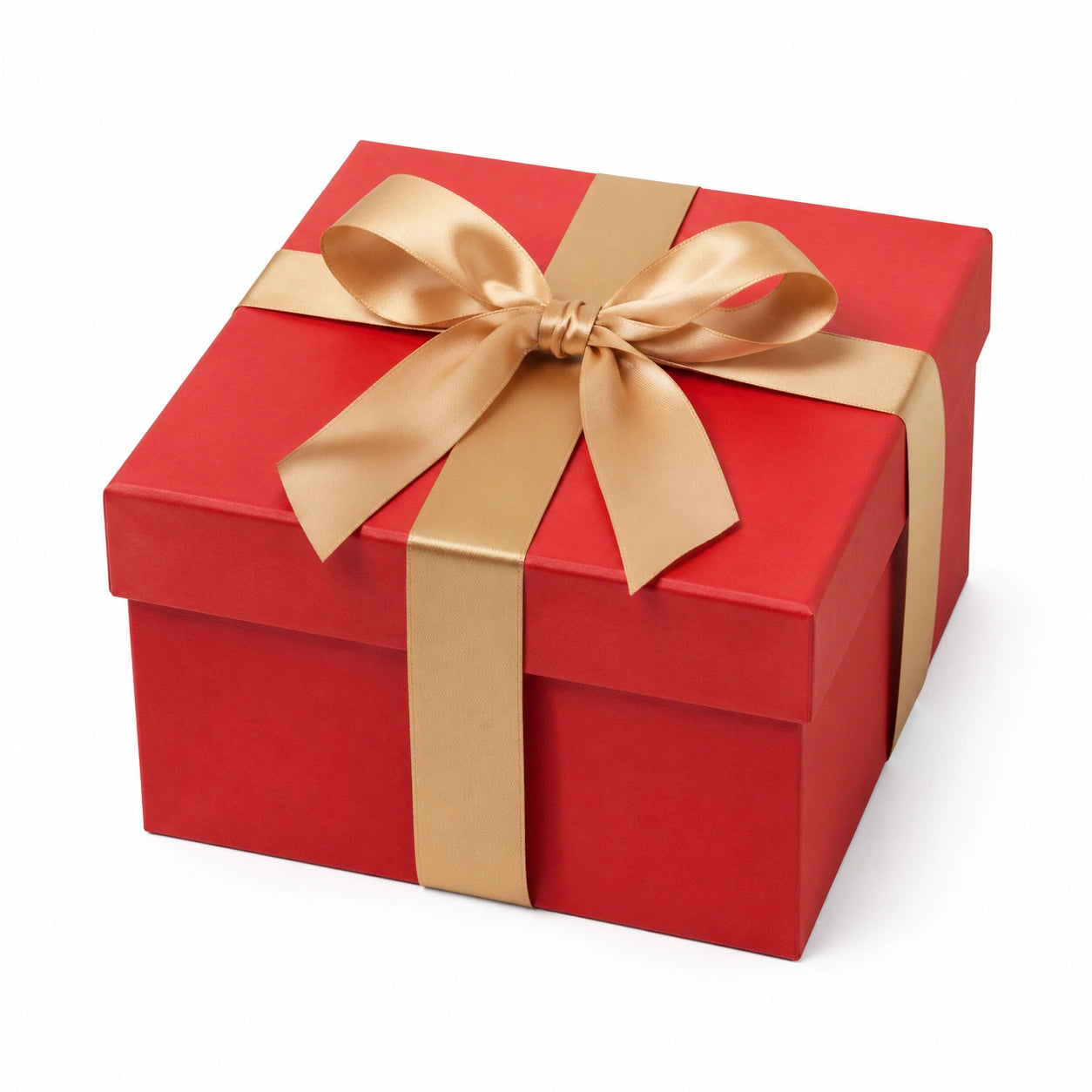 Geschenkbox 20 x 20 x 10 cm aus Karton Rot Gold mit Schleife