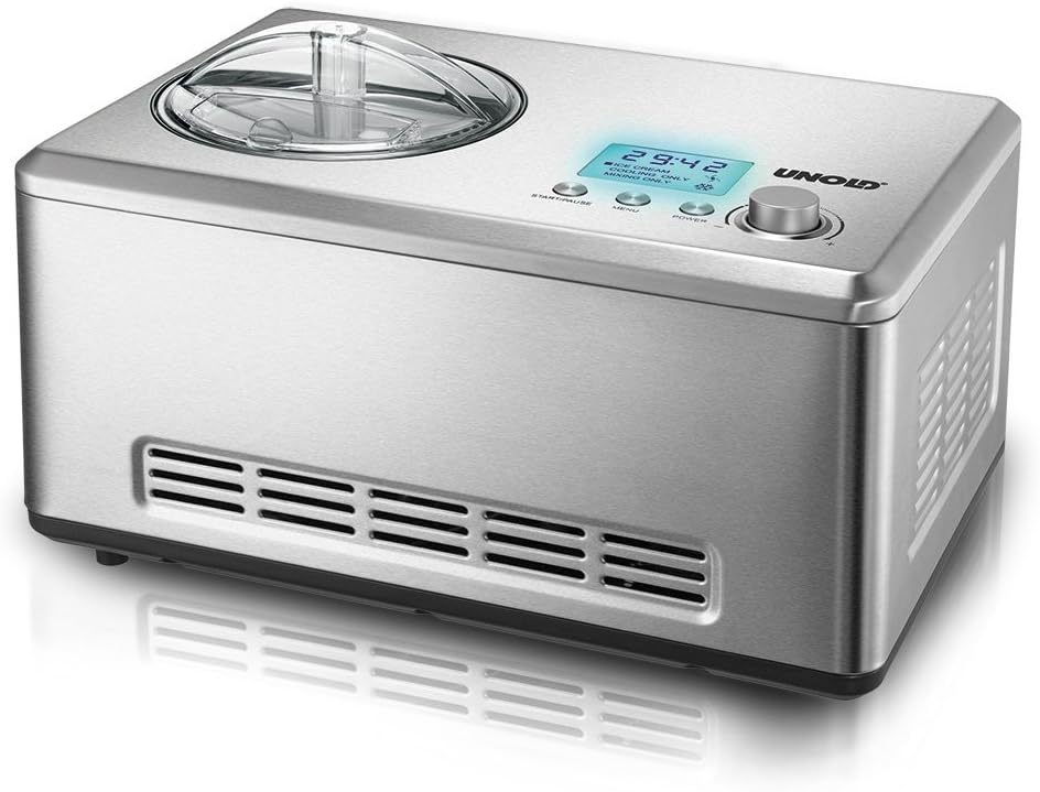 Unold Eismaschine, 2 Liter, Silber, 48876 Nobile - Edelstahl, 180 Watt, vollautomatischer selbstkühlender Kompressor