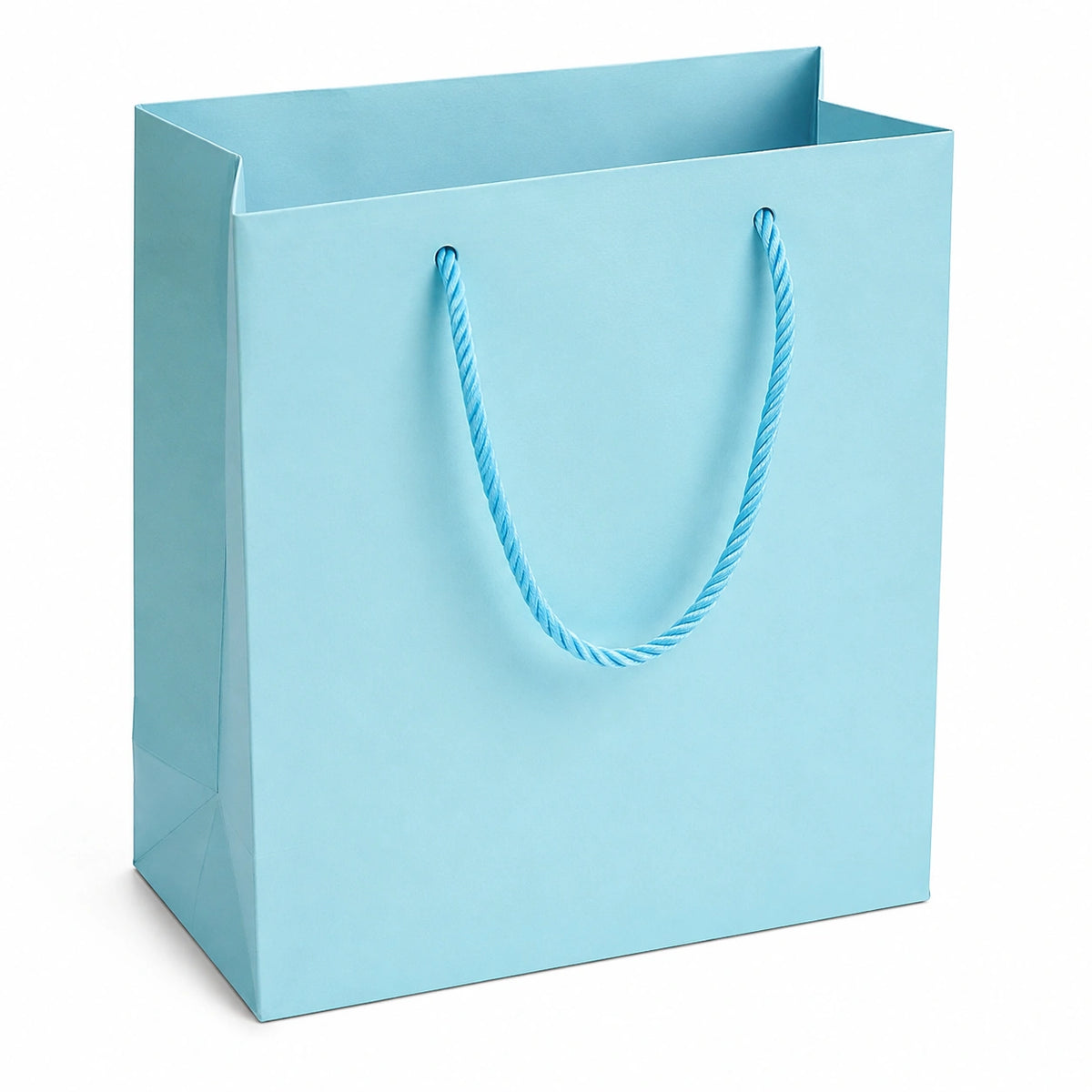 Geschenktüte 26 x 12 x 32 cm aus Papier Hellblau mit Kordelgriffen