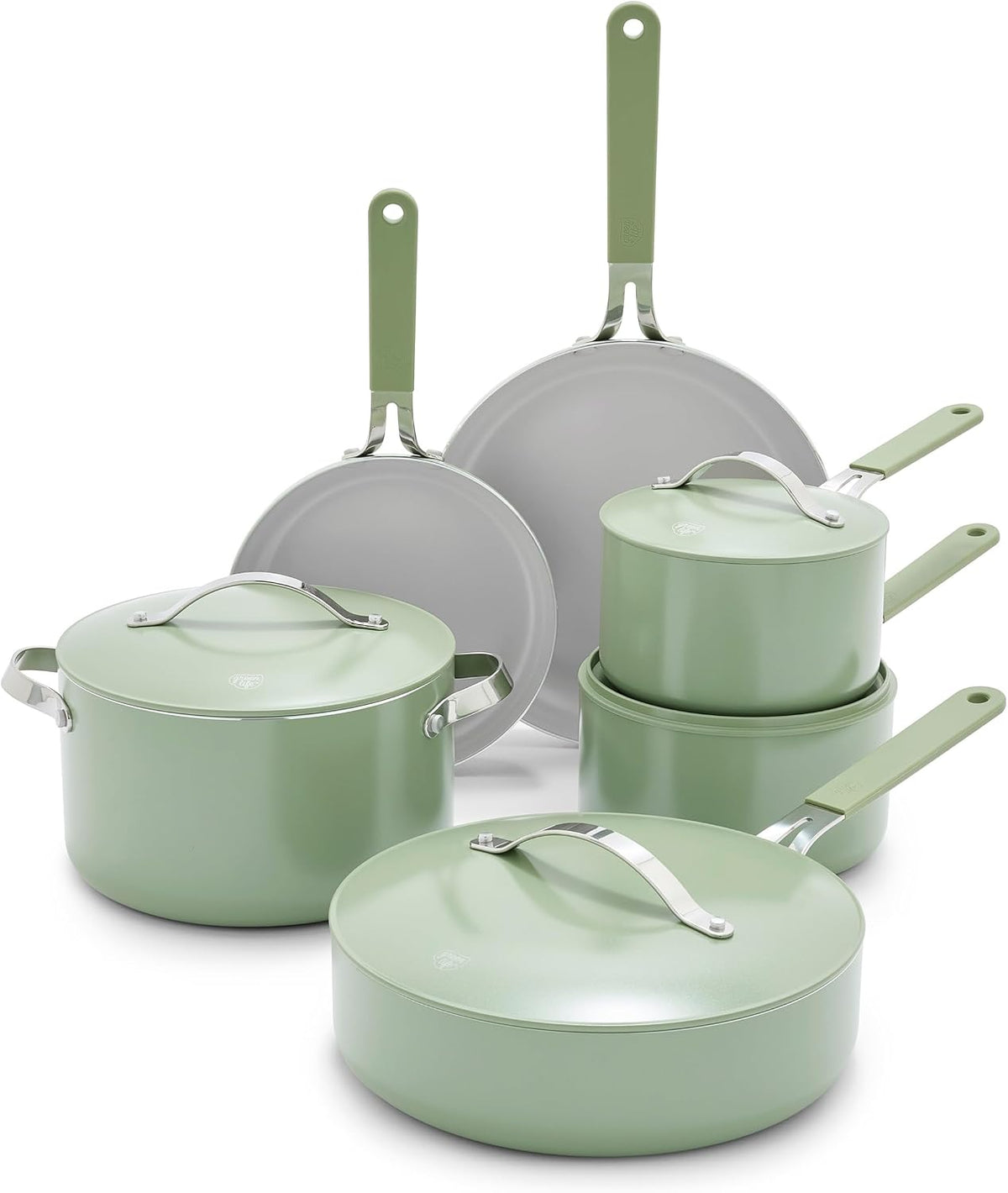 GreenLife Topf- & Pfannensets, Schwarz, 10-teiliges Antihaft-Keramik-Kochgeschirr-Set, leicht, gesund, PFAS-frei