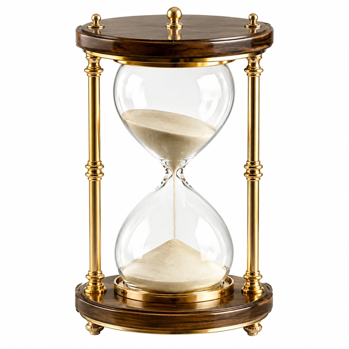 Sanduhr 40 cm Glas Holz Goldfarben für dekorative Zeitmessung