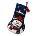 Weihnachtsstrumpf 45 x 28 cm aus Textil in Dunkelblau zum Aufhängen mit Schneemannmotiv