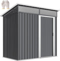 Gerätehaus Outsunny, 195x122x182 cm, 1,9m, Dunkelgrau, Metall ² Geräteschuppen mit Fundament Pultdach Fenster