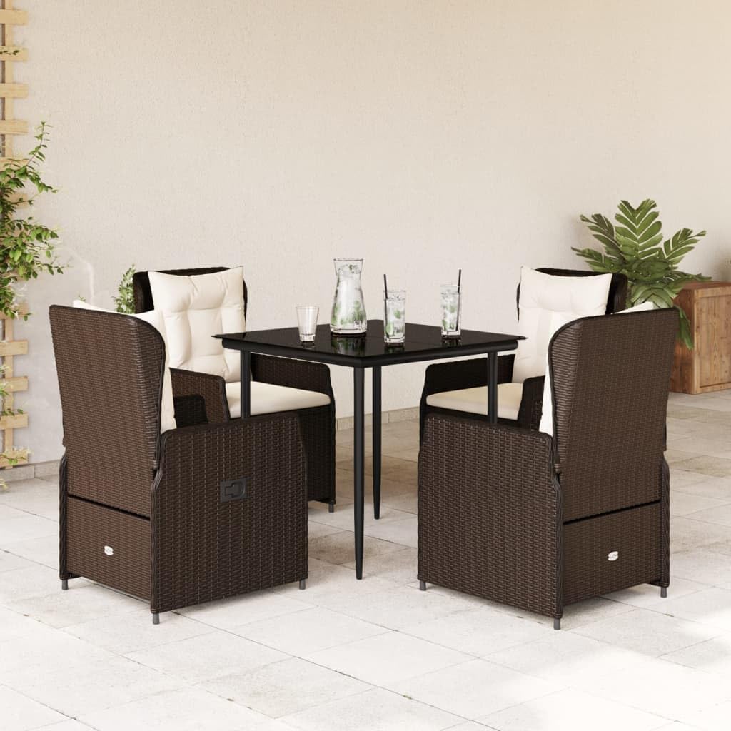 Verderoom Gartenmöbel-Set, Braun, Gartenmöbel Set 4 Verstellbare Hochlehner Stühlen mit Tisch