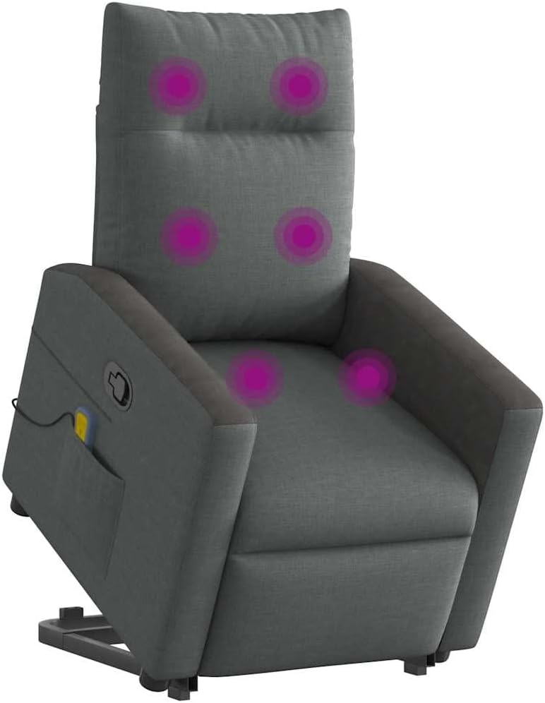 vidaXL Relaxsessel, Stoff (100 % Polyester/60 % PU, 35 % Terylen, 5 % Baumwolle), Metall, Sperrholz, Dunkelgrau/Schwarz
