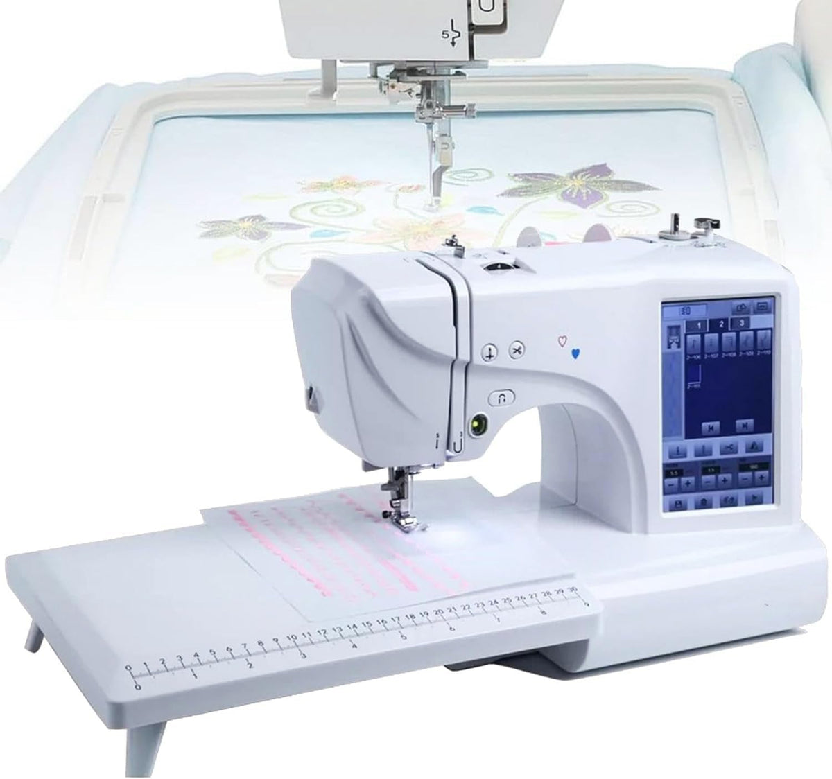 Qiang Elektronisch gesteuerte Nähmaschinen, Grau, Automatische Nähmaschine, Näh- und Stickmaschine, mit Touchscreen-Display