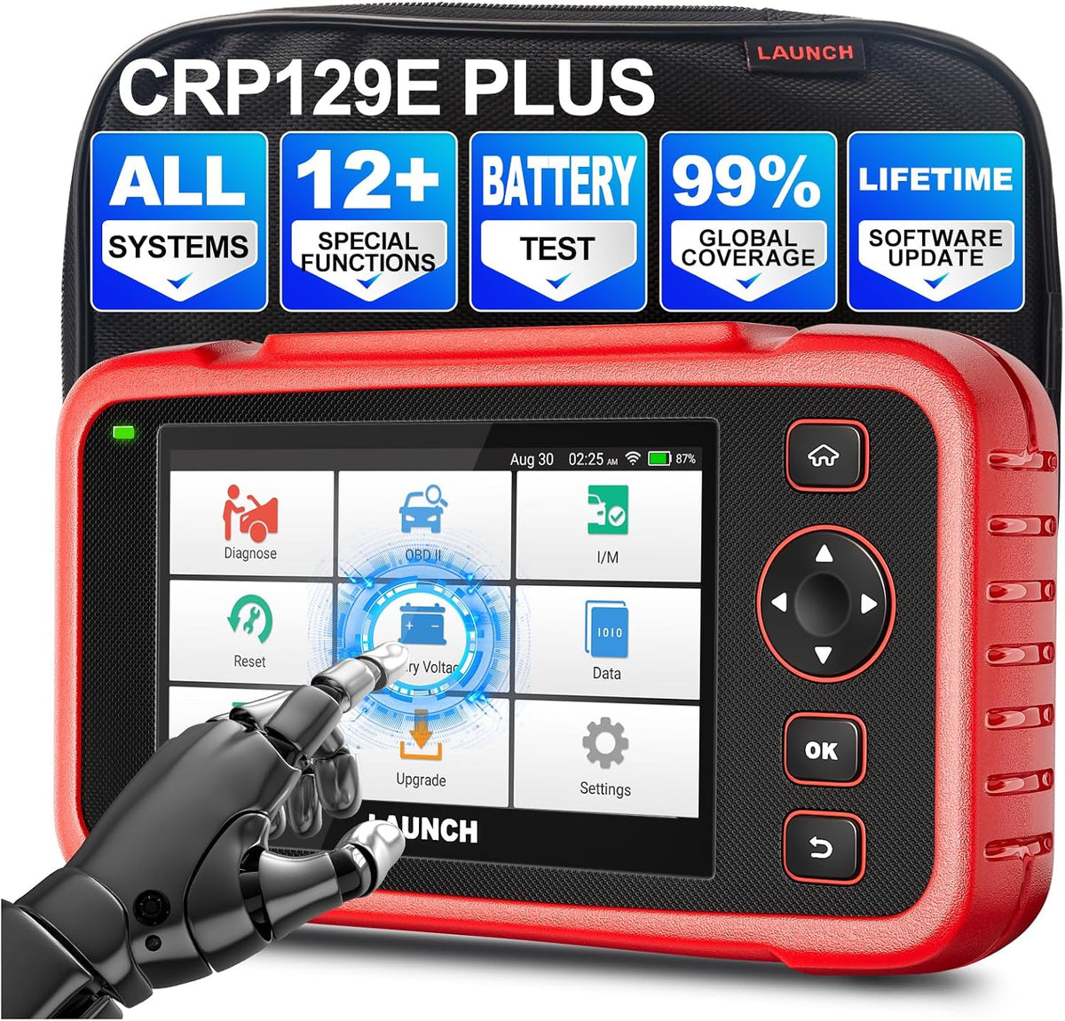 LAUNCH OBD-II Diagnosewerkzeuge, Rot/Schwarz, OBD2 Diagnosegerät Auto CRP129e Plus, Auslesegerät mit Alle System