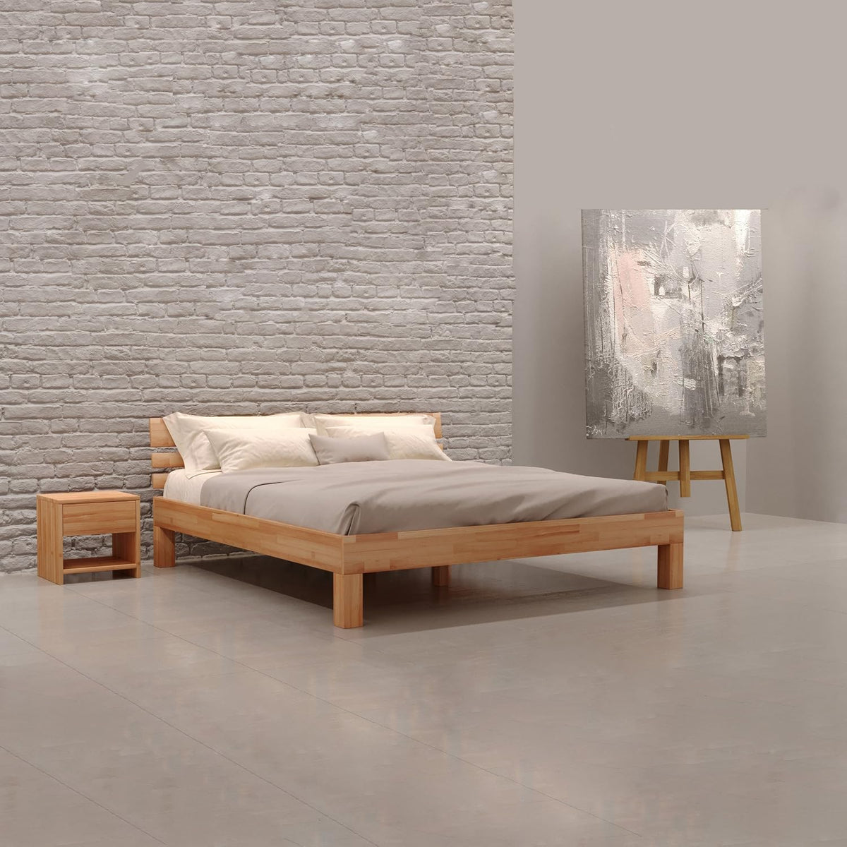 Krok Wood Bett, 140x200 cm, Weiß, Massivholz Julia in Buche