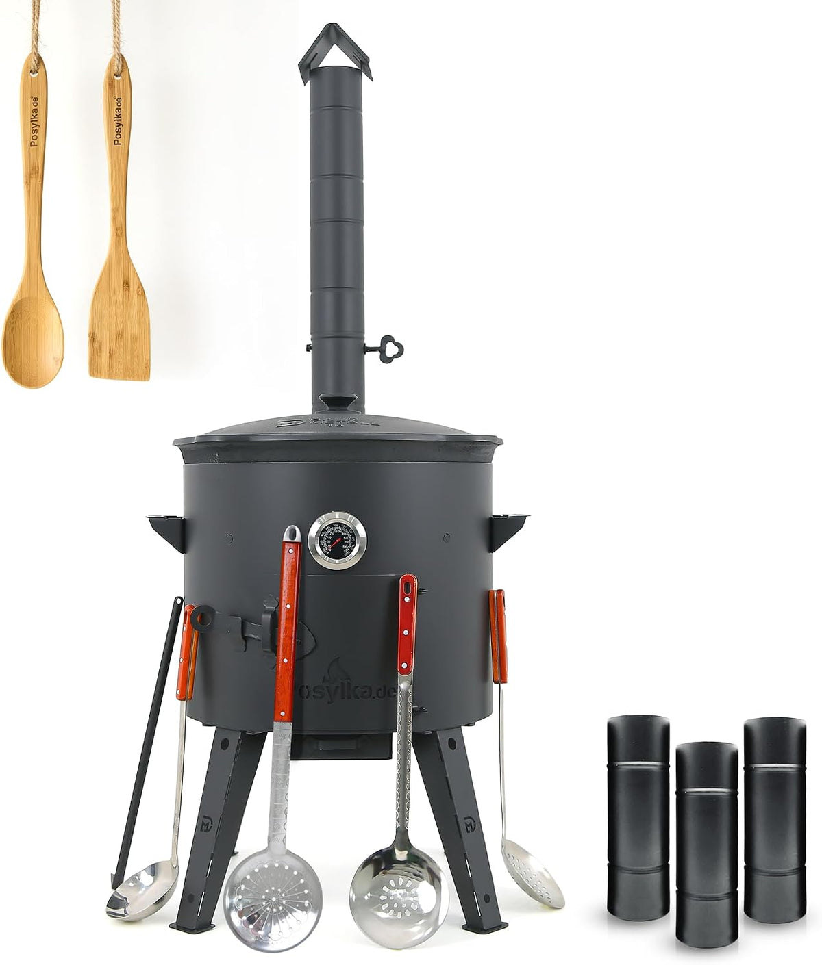 ZARENHOFF Dutch Oven, 16 Liter, 46,5 cm, 44 cm, 2 mm Stahl, mit hitzebeständiger Beschichtung, Schwarz