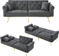 Lontl Sofa, Anthrazit, Schlaf 2 Sitzer mit Schlaffunktion, Verstellbares aus Samt, Schlafcouch klappbar & platzsparend
