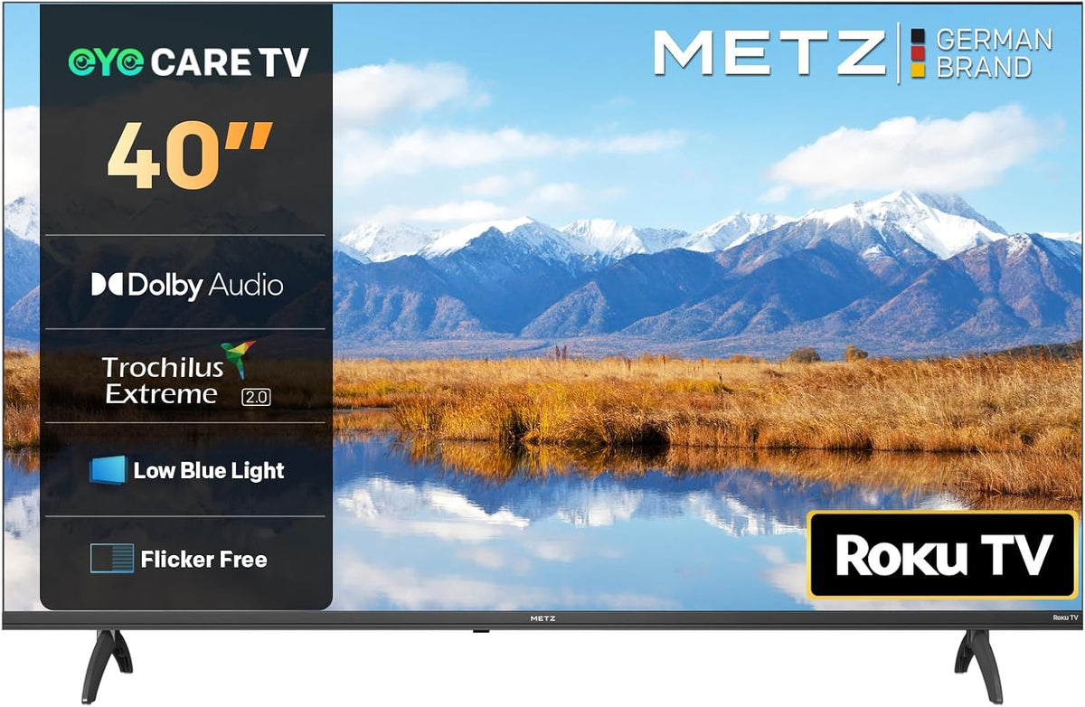 METZ Fernseher, 40 Zoll, 100 cm, schwarz, Smart TV, Blue Roku TV, HD Smart TV, mit Triple Tuner, WLAN, HDMI, 40MTD3011Z