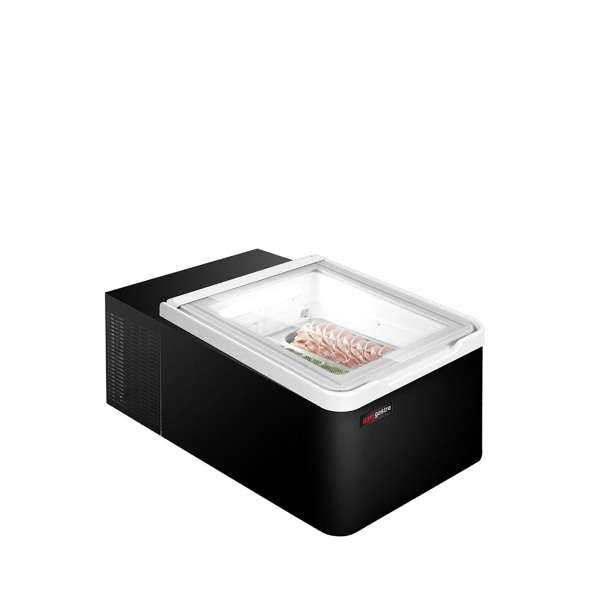 Wohnzimmerschrank GGM, 465 mm, Grau, Gastro Tisch-Eisvitrine für 2 Eisbehälter