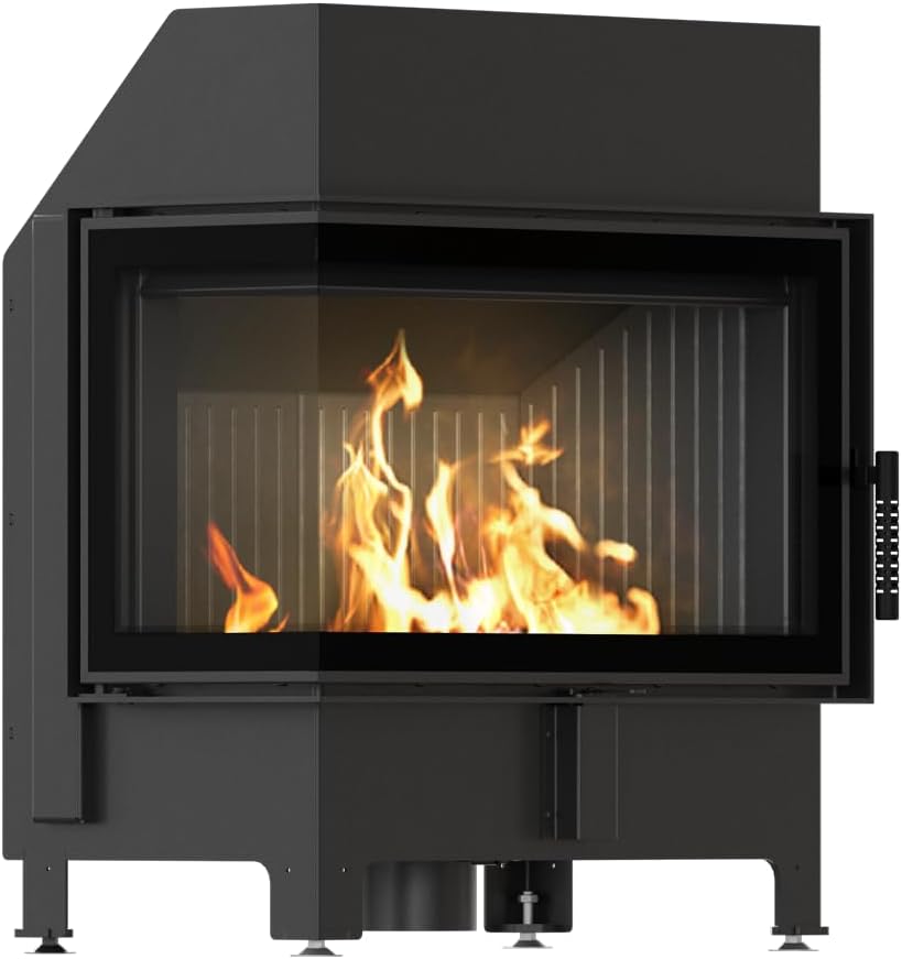 kratki Kaminofen, 9,9 kW, Schwarz, Kamineinsatz ZIBI ECO Ø 180 Eck Links, e Verkleidung