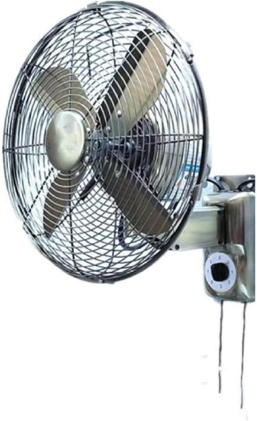 JHOMHF Ventilator, 40,6 cm, Weiß, Metall-Wand im Retro-Stil mit Fernbedienung, mechanischer 3-Gang-Wandmontage