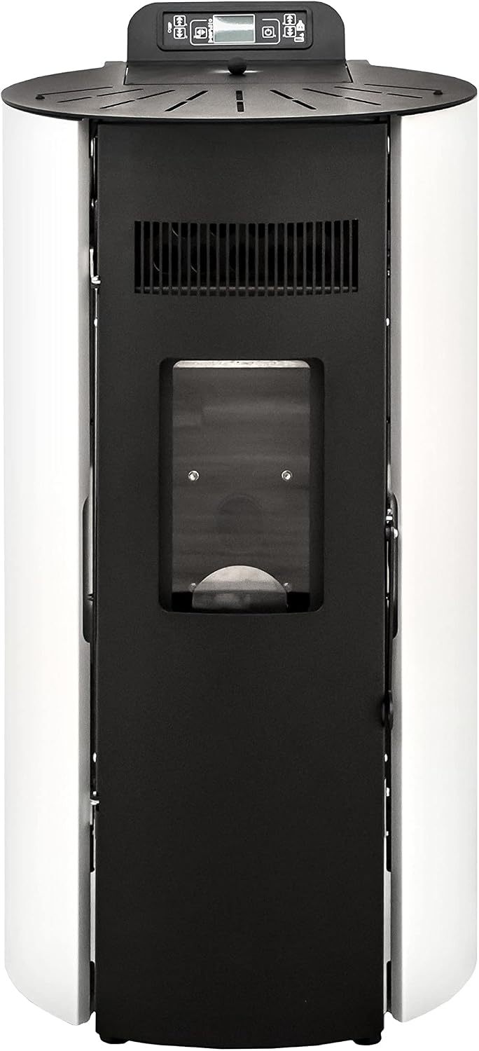 STUFE A PELLET ITALIA Elektroheizkörper, 9 KW, 24 M, 80m, Schwarz/Weiß, Boston WiFi, öfen Effizienz 91% Heizt ² Autonomie 21 Std. Programmierbar