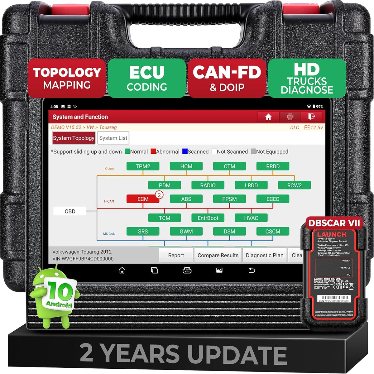 LAUNCH OBD-II Diagnosewerkzeuge, Schwarz/Rot, X431 V+ PRO 5.0, OBD2 Diagnosegerät Professionelles ECU Codierung