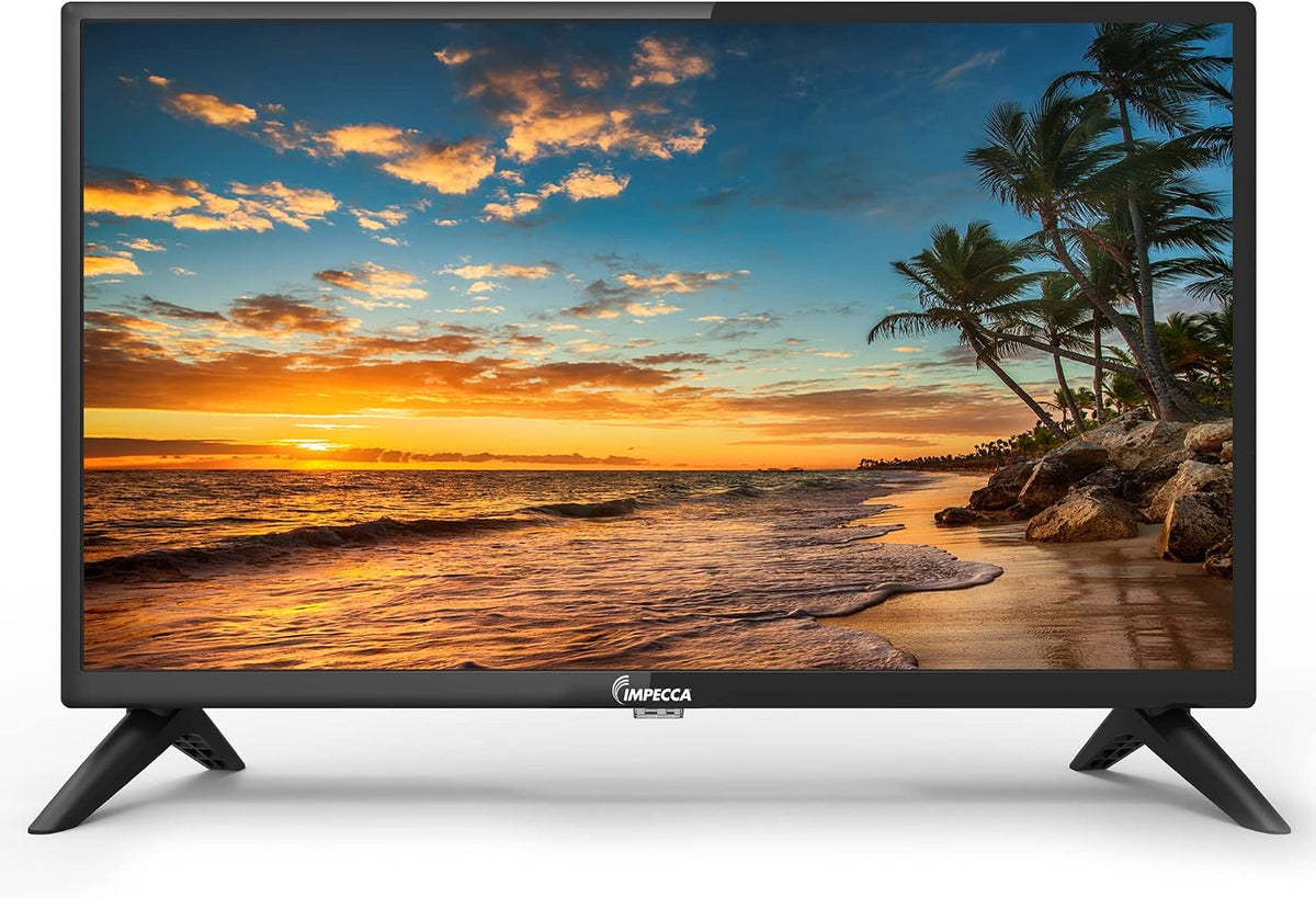 Impecca Fernseher, 24 Zoll, Schwarz, LED HD-, 720p, rahmenloser TV, inkl. Fernbedienung, integrierte HDMI/USB/AV/Optische Anschlüsse