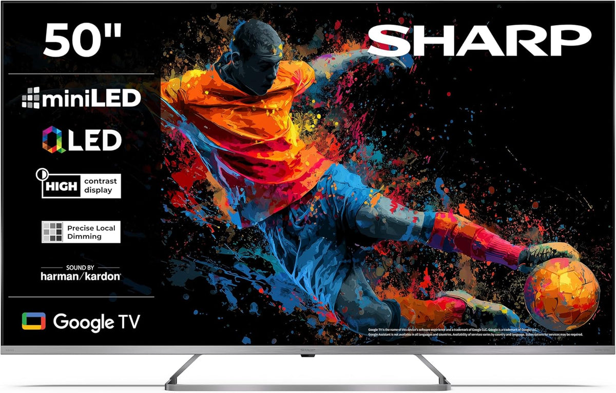 SHARP Fernseher, 50 Zoll, Schwarz, Smart TV, 50JP7765E QLED Google TV 4K UHD Smart TV Mini-LED