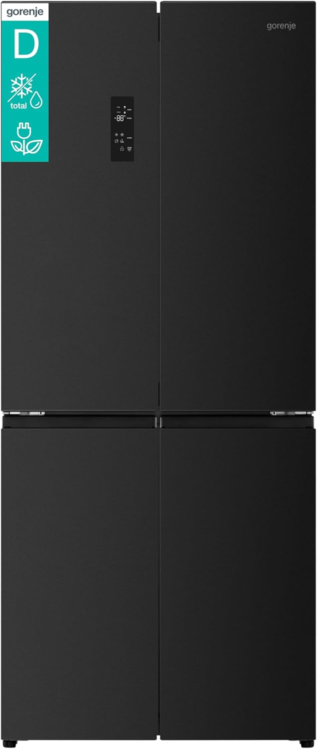 Gorenje Kompressor, 79,4×190×65 cm, 460 L, Schwarz, NRM819D61BX Cross Door, CrispZone mit Feuchteregler, Frischbox mit Multifunktion