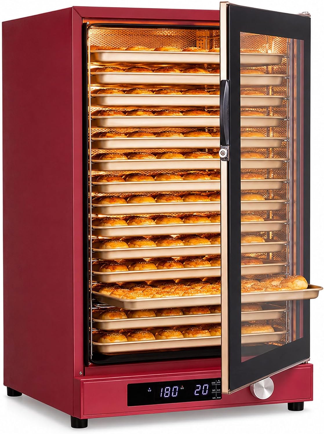 120l Backofen, 510 × 590 × 725 mm, 3200 W, 120 l, 120l, Schwarz, Gewerblicher Heißluftofen, 15 Einschubebenen Zum Backen