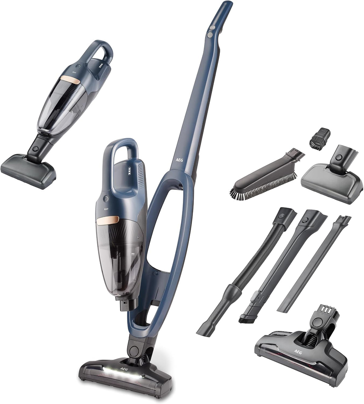 AEG Staubsauger, blau, 2in1 Akku, schlanke Bauform, Multi-Bodendüse, PetPro-Elektrosaugbürste, Tiefenreinigung