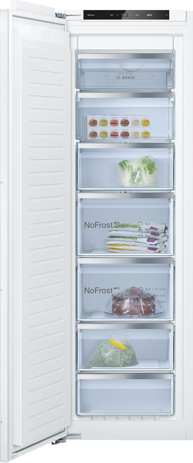 Bosch Gefrierschrank, 177,5 x 56 cm, 212 L, 35 dB, Weiß, GIN81ACE0, Serie 6, Einbau-, Nische, Made in Germany, NoFrost