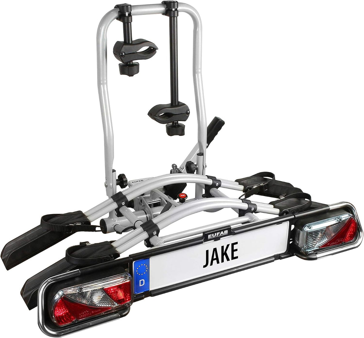 EUFAB E-Bike, Silber/Schwarz, 11510 Fahrradträger JAKE, geeignet, teilweise vormontiert, erweiterbar, Diebstahlschutz