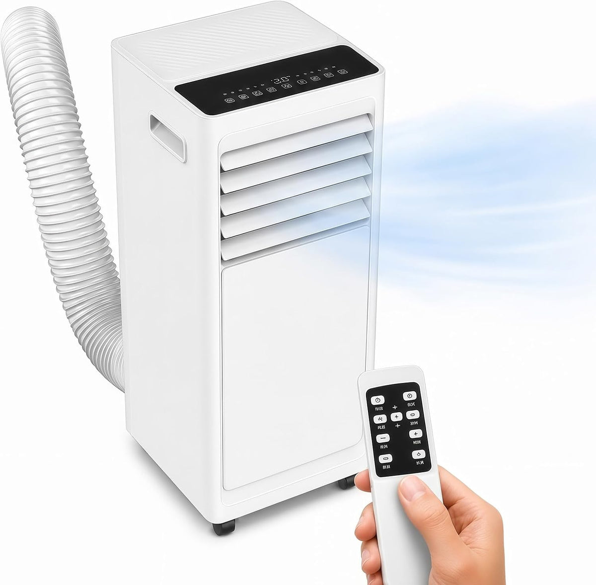 JIYINGHUI Mobiles Klimagerät, 1000 W, 12 m, Weiß, Mobile Klimaanlage 9000 BTU, 3 in 1 Kühlung Entfeuchtung Ventilation