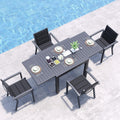 JUMMICO Essgruppe, Schwarz, Garten Balkon Möbel Set Aluminium Leichtgewicht Stapelbare, 4 Personen Set