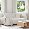Sofa, 2 Stück., 180 cm, Weiß, Générique Zweisitzer-, aus Kunstleder, modernes Design, minimalistisches Design mit breiten Armlehnen und Rahmen